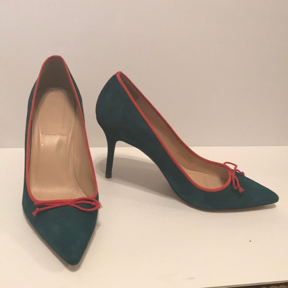 J. Crew Shoes - J. Crew Teal & Hot Pink Suede Heels